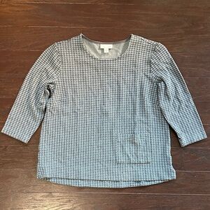 Blue Houndstooth Patterned Top